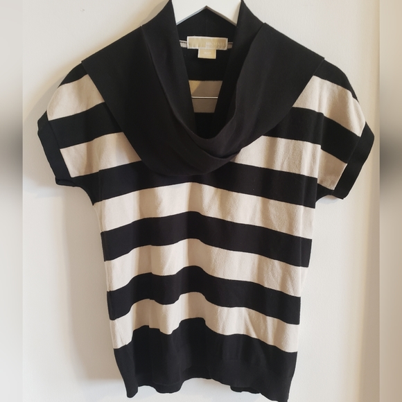 Michael Kors Sleeveless Sweater Neck Wrap Beige Black Luxury Woman Small - Picture 5 of 12